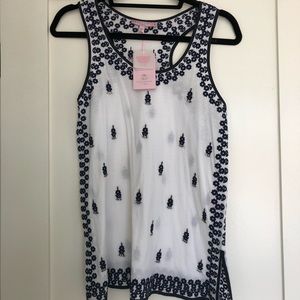 Calypso St. Barths Blue and White Tank. NWT.